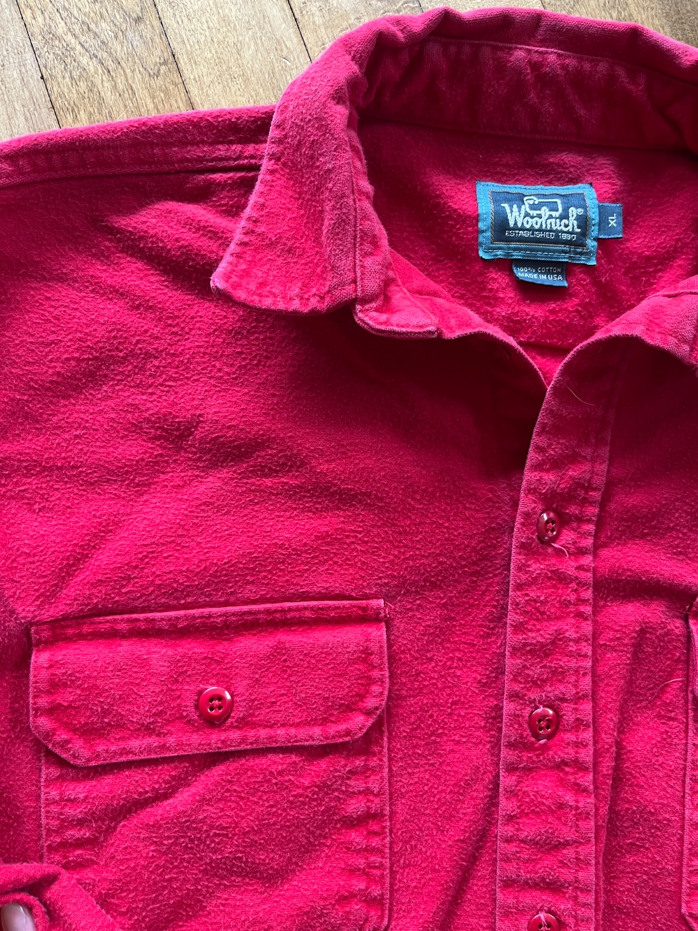 Vintage Woolrich Men's Red Flannel Workwear Shirt